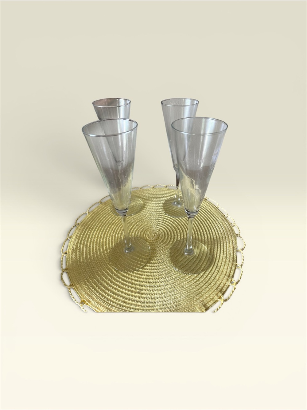 Set If Four clear champagne flutes